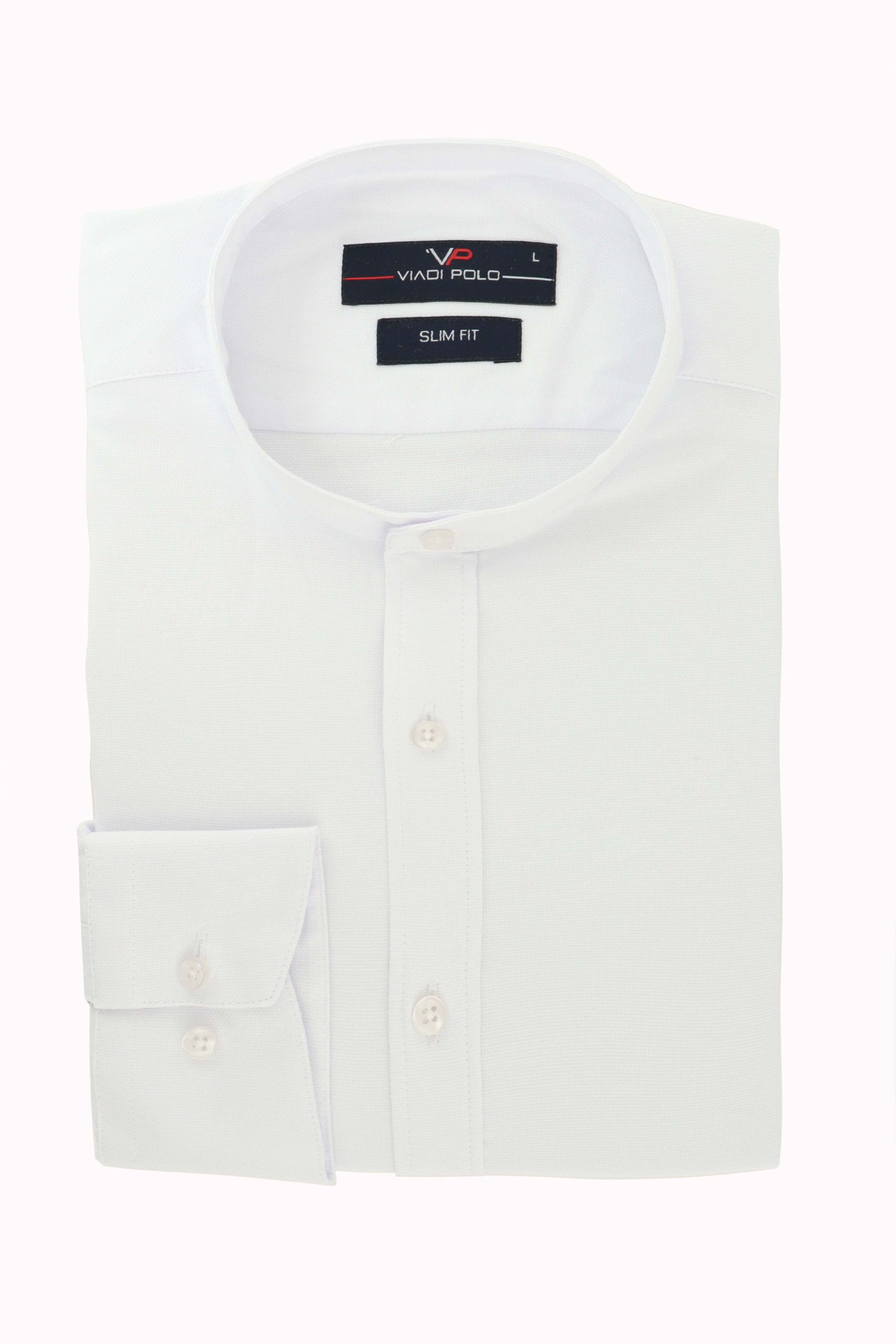 Koszula Biała ze Stójką Struktura Slim