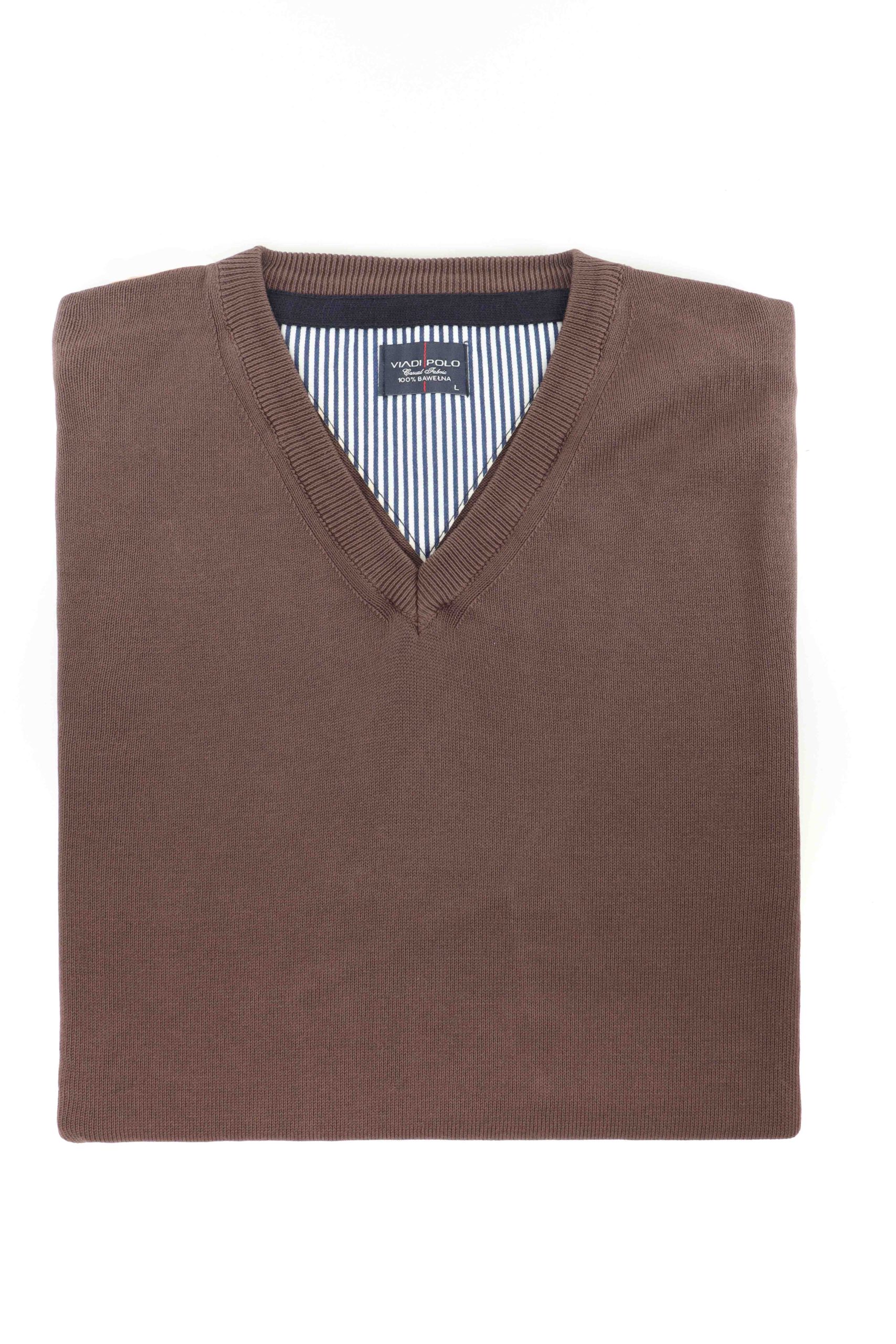 Sweter w serek Kolor: Brąz jasny Rozmiar: M – Brązowy, 2XL