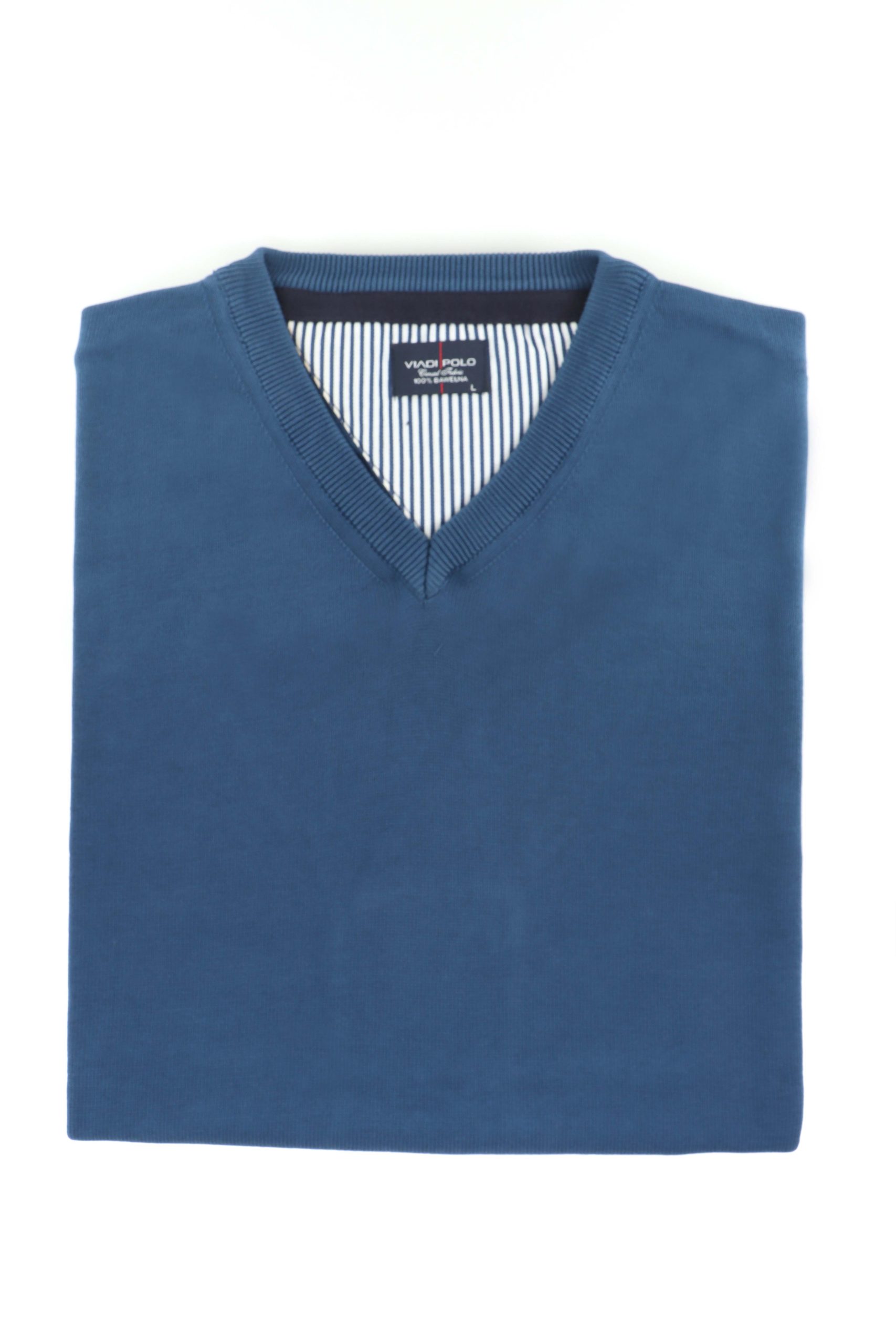 Sweter w serek Kolor: Brąz jasny Rozmiar: M – Niebieski, 2XL